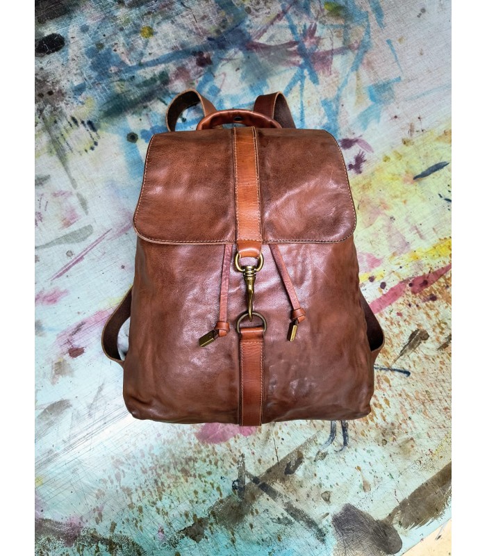 Calabritto Handcrafted Backpack in Premium Washed Calfskin Leather